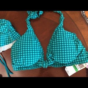 Becca Teal 3 pc Bikini Large Top/Small Bottons